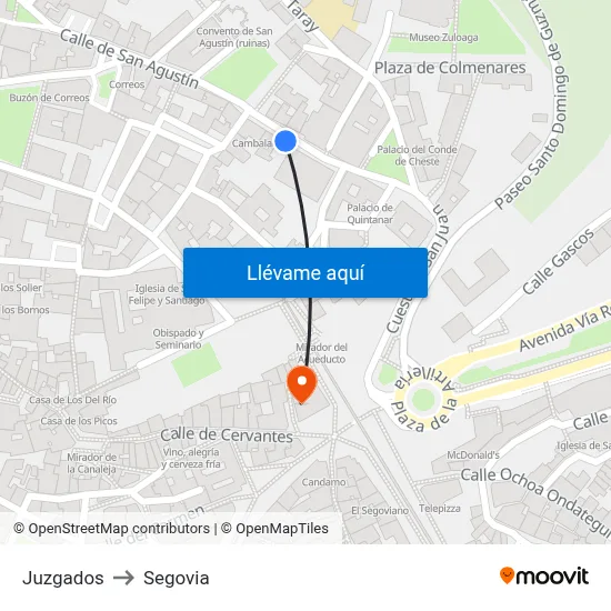 Juzgados to Segovia map