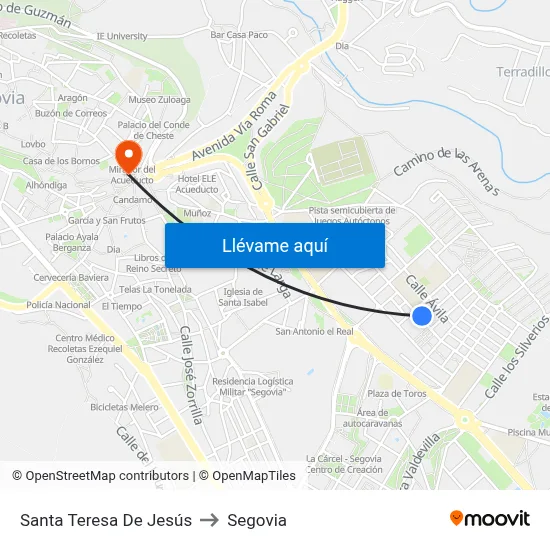 Santa Teresa De Jesús to Segovia map