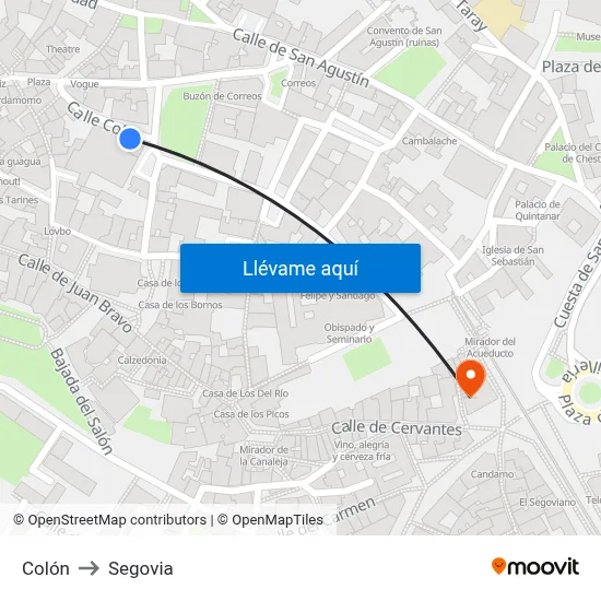 Colón to Segovia map