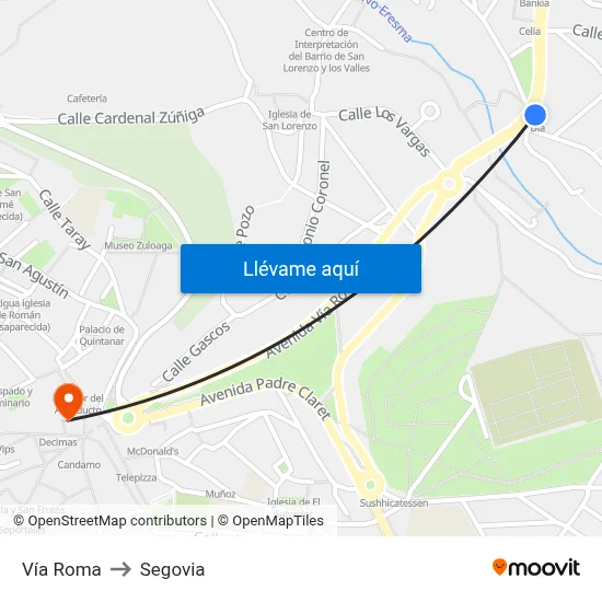 Vía Roma to Segovia map