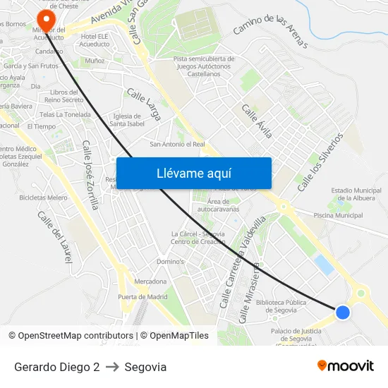 Gerardo Diego 2 to Segovia map