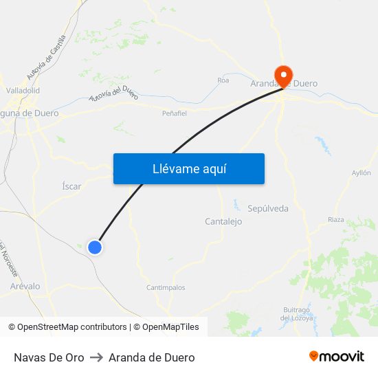 Navas De Oro to Aranda de Duero map