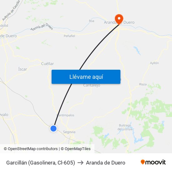 Garcillán (Gasolinera, Cl-605) to Aranda de Duero map