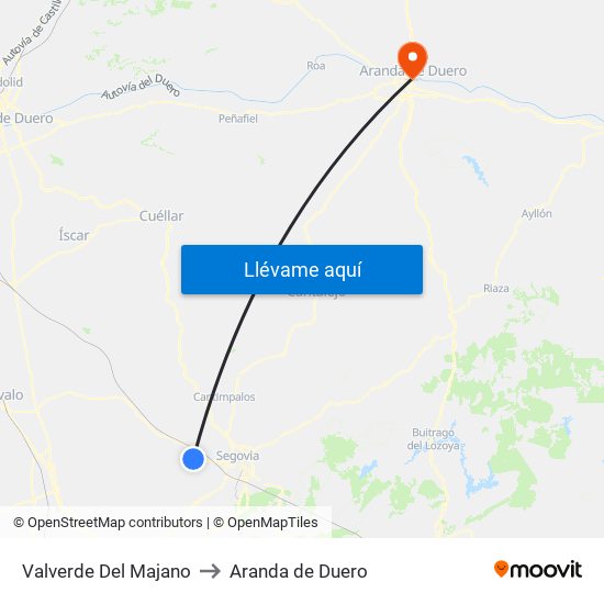 Valverde Del Majano to Aranda de Duero map
