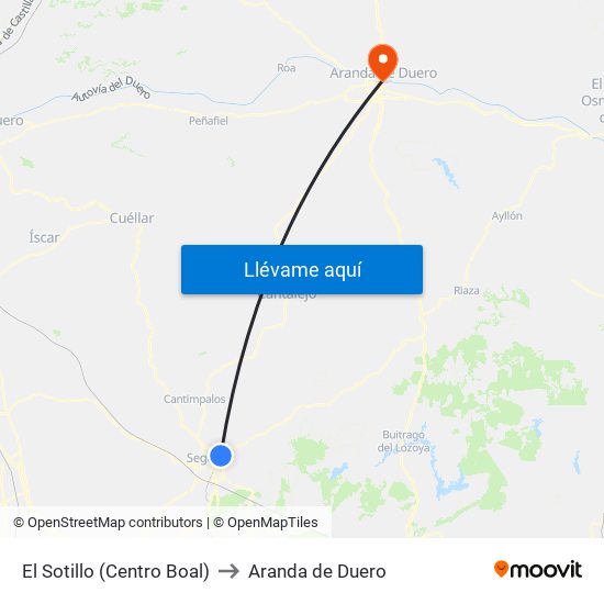 El Sotillo (Centro Boal) to Aranda de Duero map