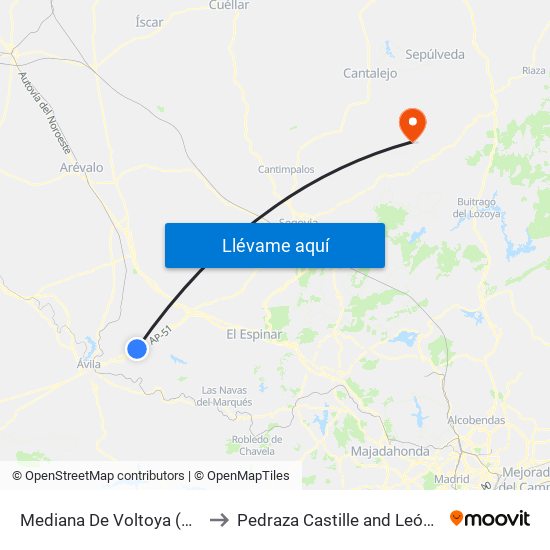 Mediana De Voltoya (N-110) to Pedraza Castille and León Spain map