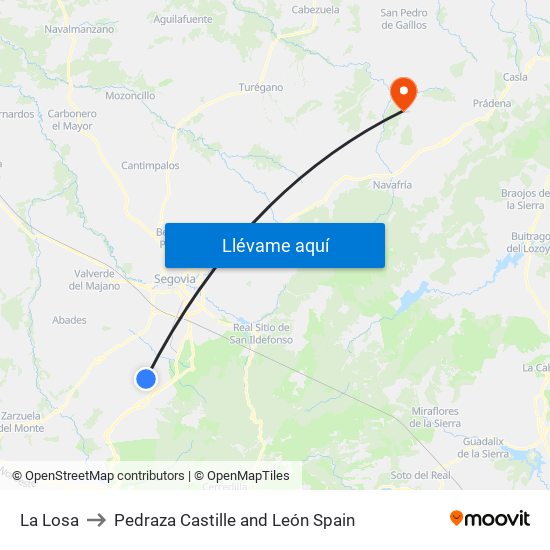 La Losa to Pedraza Castille and León Spain map