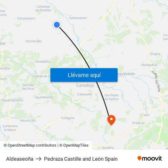 Aldeaseoña to Pedraza Castille and León Spain map