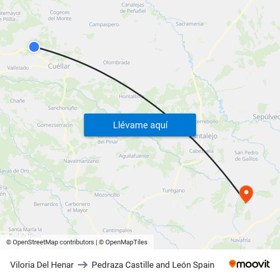 Viloria Del Henar to Pedraza Castille and León Spain map