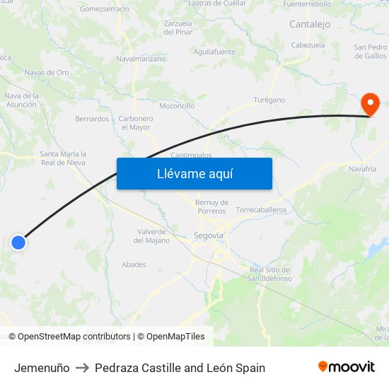 Jemenuño to Pedraza Castille and León Spain map