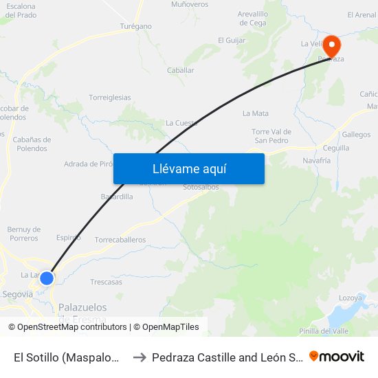 El Sotillo (Maspalomas) to Pedraza Castille and León Spain map