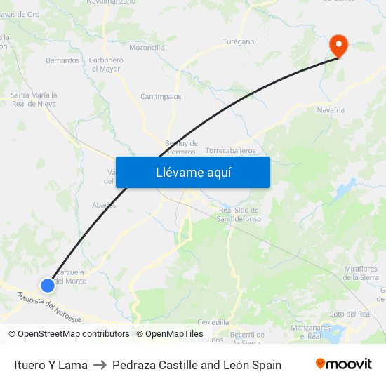 Ituero Y Lama to Pedraza Castille and León Spain map