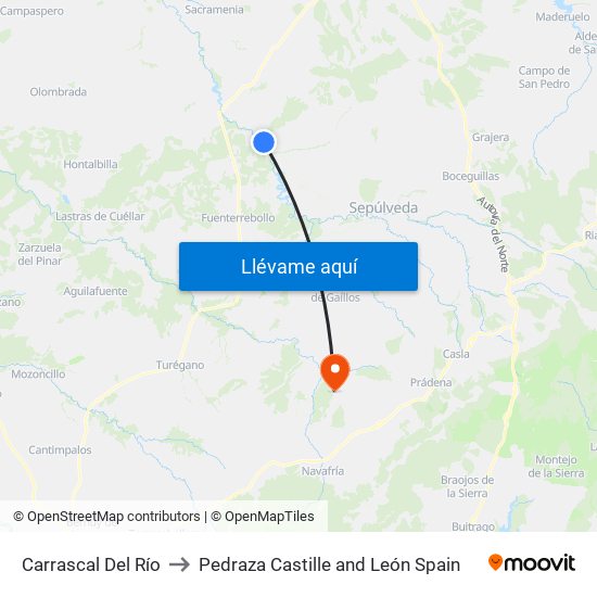 Carrascal Del Río to Pedraza Castille and León Spain map