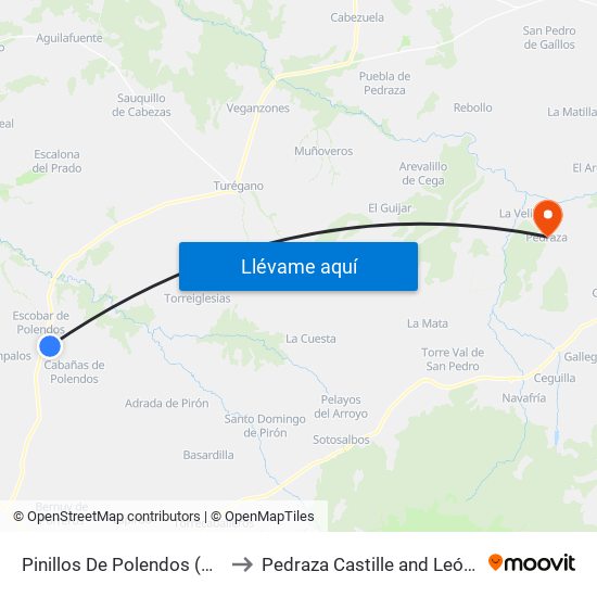 Pinillos De Polendos (Pueblo) to Pedraza Castille and León Spain map