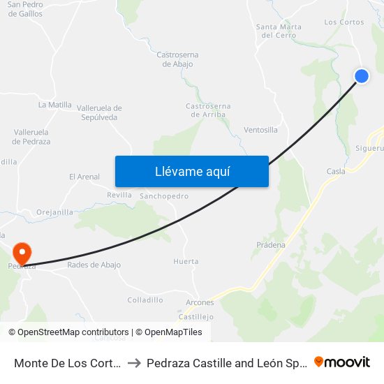 Monte De Los Cortos to Pedraza Castille and León Spain map