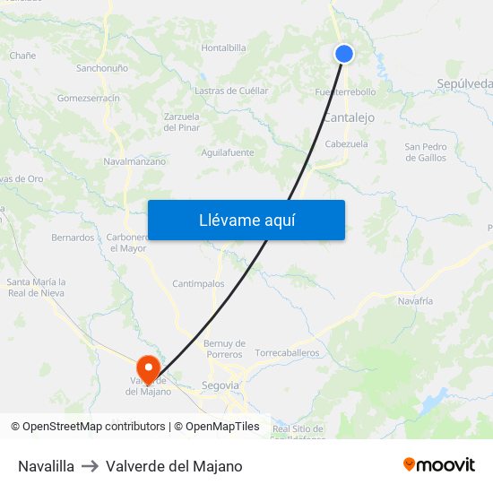 Navalilla to Valverde del Majano map