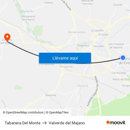 Tabanera Del Monte to Valverde del Majano map