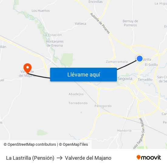 La Lastrilla (Pensión) to Valverde del Majano map