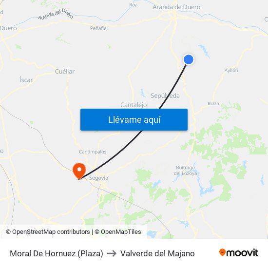 Moral De Hornuez (Plaza) to Valverde del Majano map