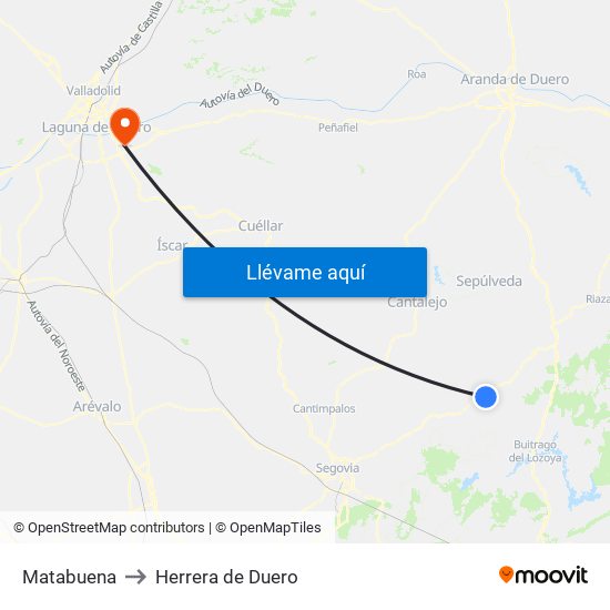 Matabuena to Herrera de Duero map