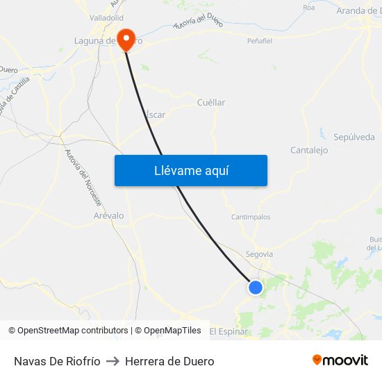 Navas De Riofrío to Herrera de Duero map