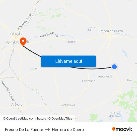 Fresno De La Fuente to Herrera de Duero map