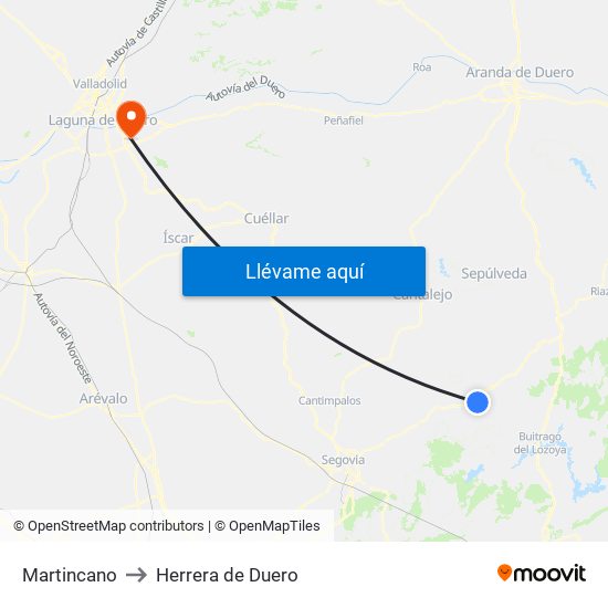 Martincano to Herrera de Duero map