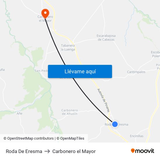 Roda De Eresma to Carbonero el Mayor map