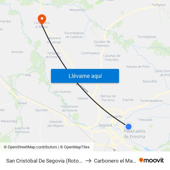 San Cristóbal De Segovia (Rotonda) to Carbonero el Mayor map