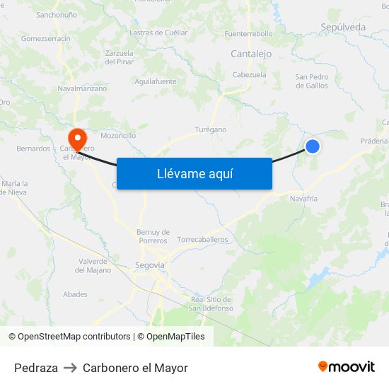 Pedraza to Carbonero el Mayor map