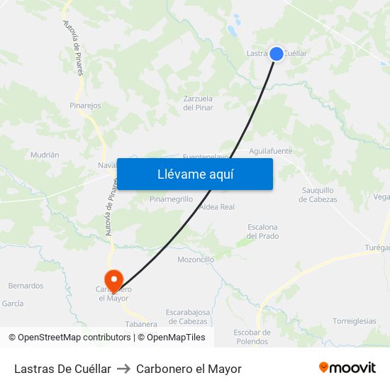 Lastras De Cuéllar to Carbonero el Mayor map