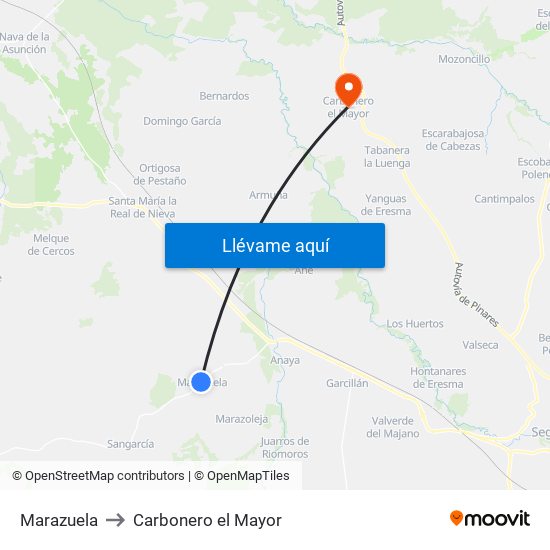 Marazuela to Carbonero el Mayor map