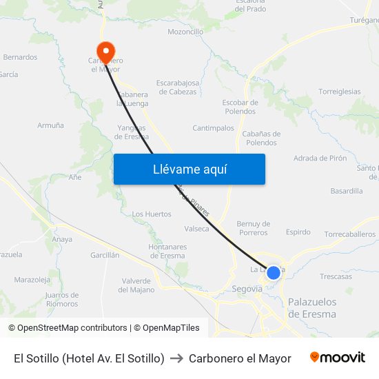 El Sotillo (Hotel Av. El Sotillo) to Carbonero el Mayor map
