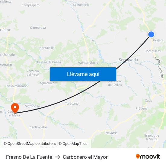 Fresno De La Fuente to Carbonero el Mayor map