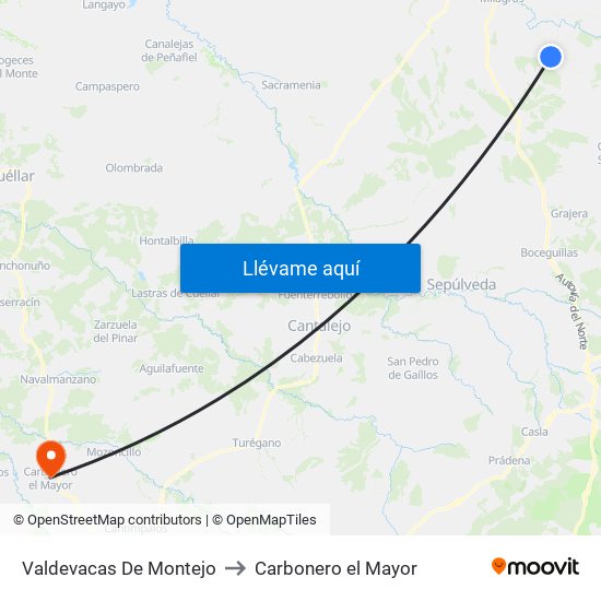 Valdevacas De Montejo to Carbonero el Mayor map