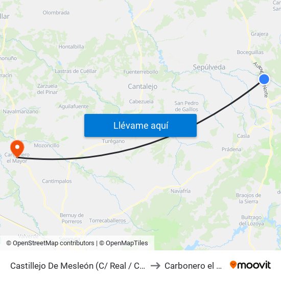 Castillejo De Mesleón (C/ Real / C/ Segovia) to Carbonero el Mayor map
