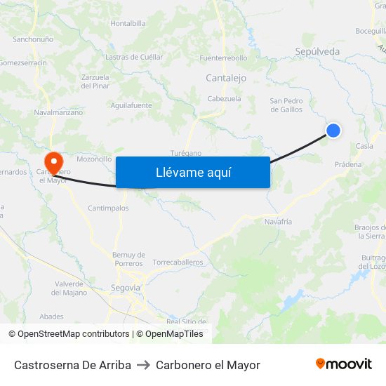 Castroserna De Arriba to Carbonero el Mayor map