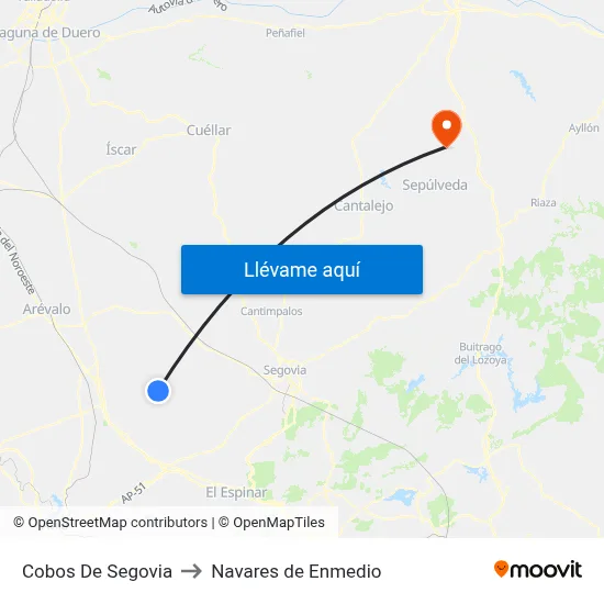 Cobos De Segovia to Navares de Enmedio map