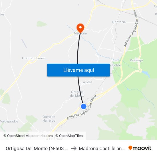 Ortigosa Del Monte (N-603 Sentido Madrid) to Madrona Castille and León Spain map