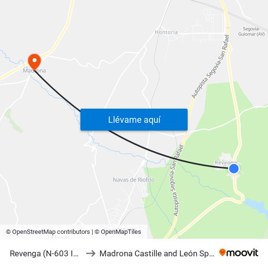 Revenga (N-603 Ida) to Madrona Castille and León Spain map