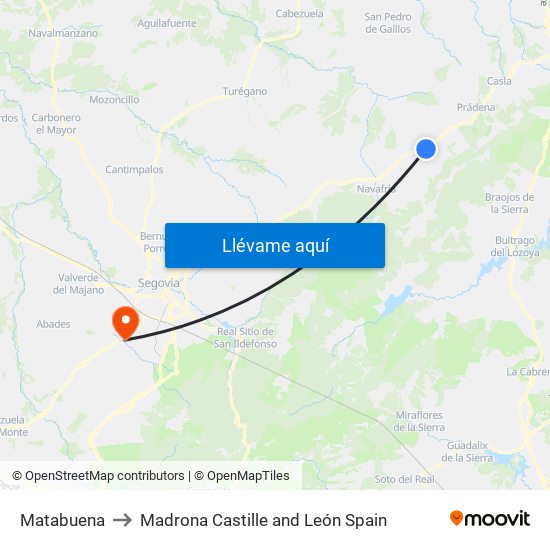 Matabuena to Madrona Castille and León Spain map