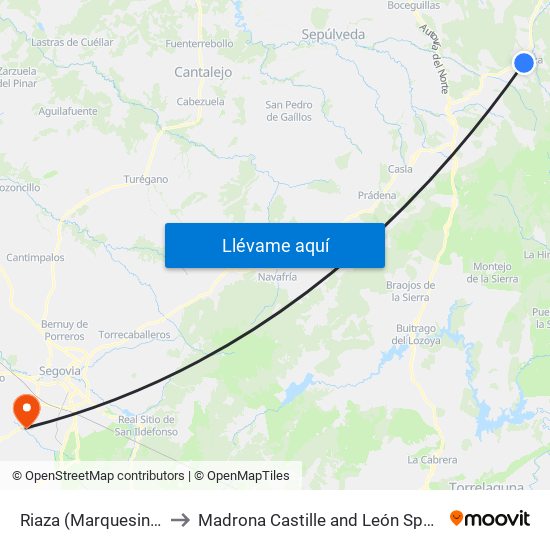 Riaza (Marquesina) to Madrona Castille and León Spain map