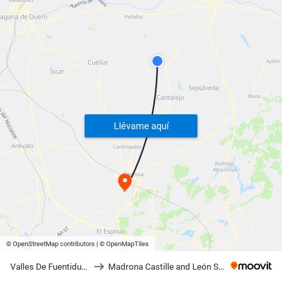 Valles De Fuentidueña to Madrona Castille and León Spain map