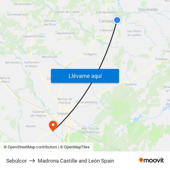 Sebúlcor to Madrona Castille and León Spain map