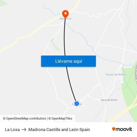 La Losa to Madrona Castille and León Spain map