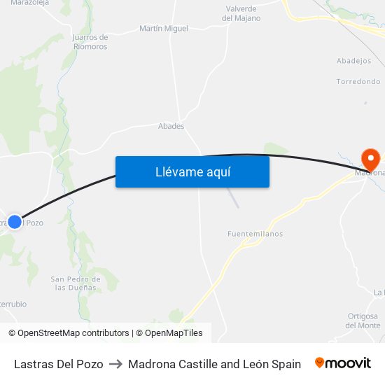 Lastras Del Pozo to Madrona Castille and León Spain map