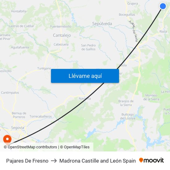 Pajares De Fresno to Madrona Castille and León Spain map