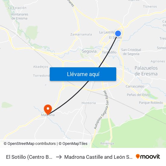 El Sotillo (Centro Boal) to Madrona Castille and León Spain map