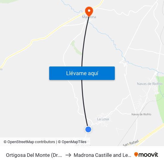 Ortigosa Del Monte (Dr. Barrios) to Madrona Castille and León Spain map