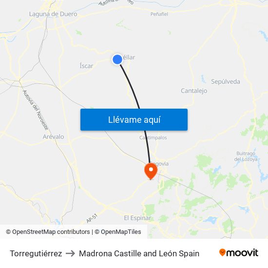 Torregutiérrez to Madrona Castille and León Spain map